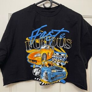 Fast & Furious Custom Cropped 3XL Womens Plus  Half Shirt Cars Paul Walker Movie